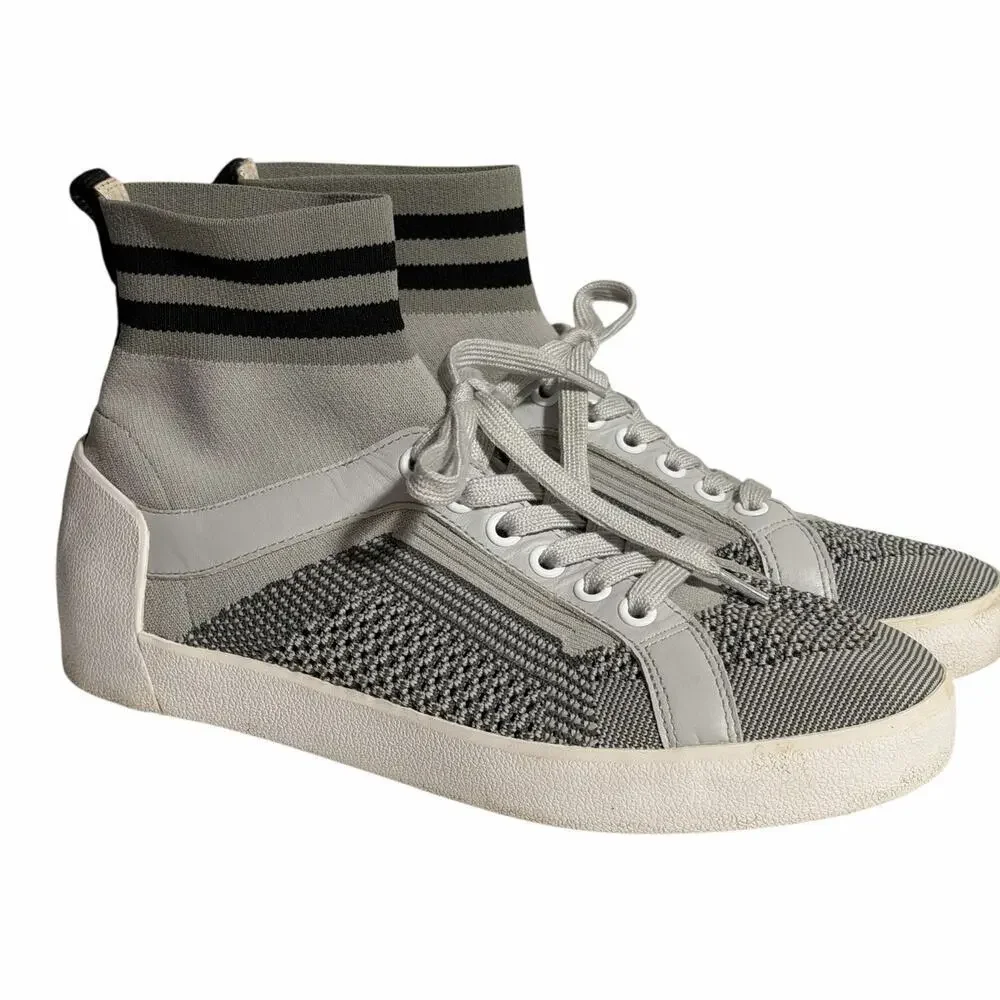 ASH Sock Style Knit High Top Sneakers Gray White Red Star EU 38